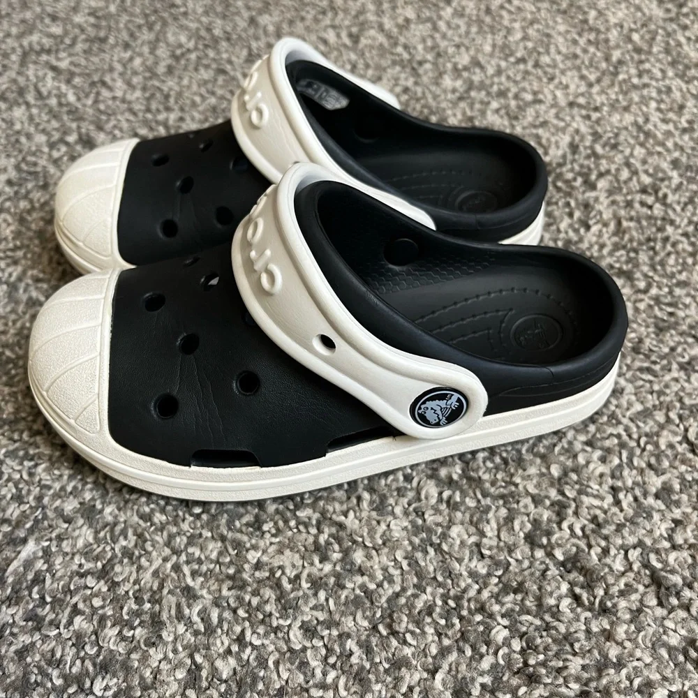 CROCS Black and White Water Shoes with Perforated Design